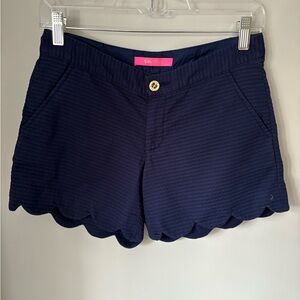 Lilly Pulitzer Navy Scalloped Hem Shorts